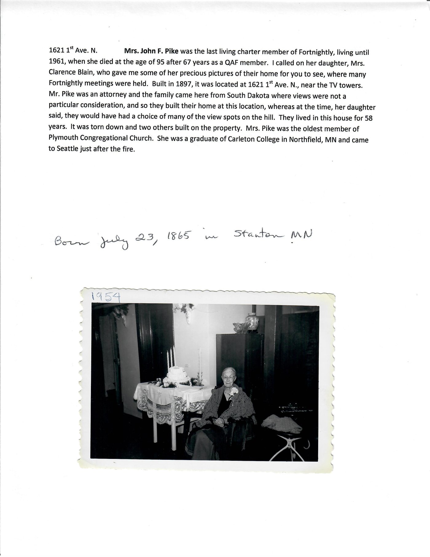 Pike, 60th QAFC Anniversary, 1954